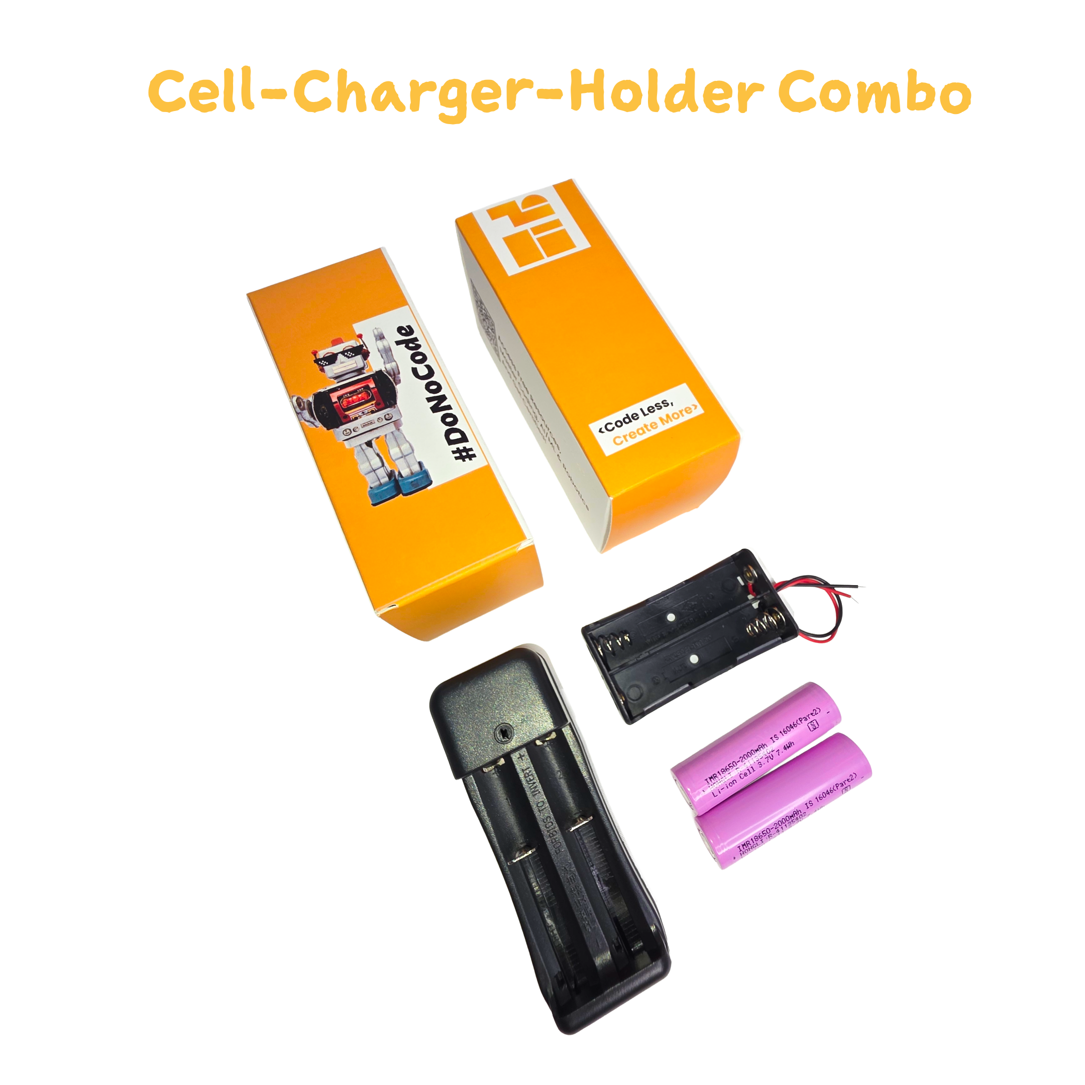 Rechargeable Battery with Charger & Holder: DoNoCode
