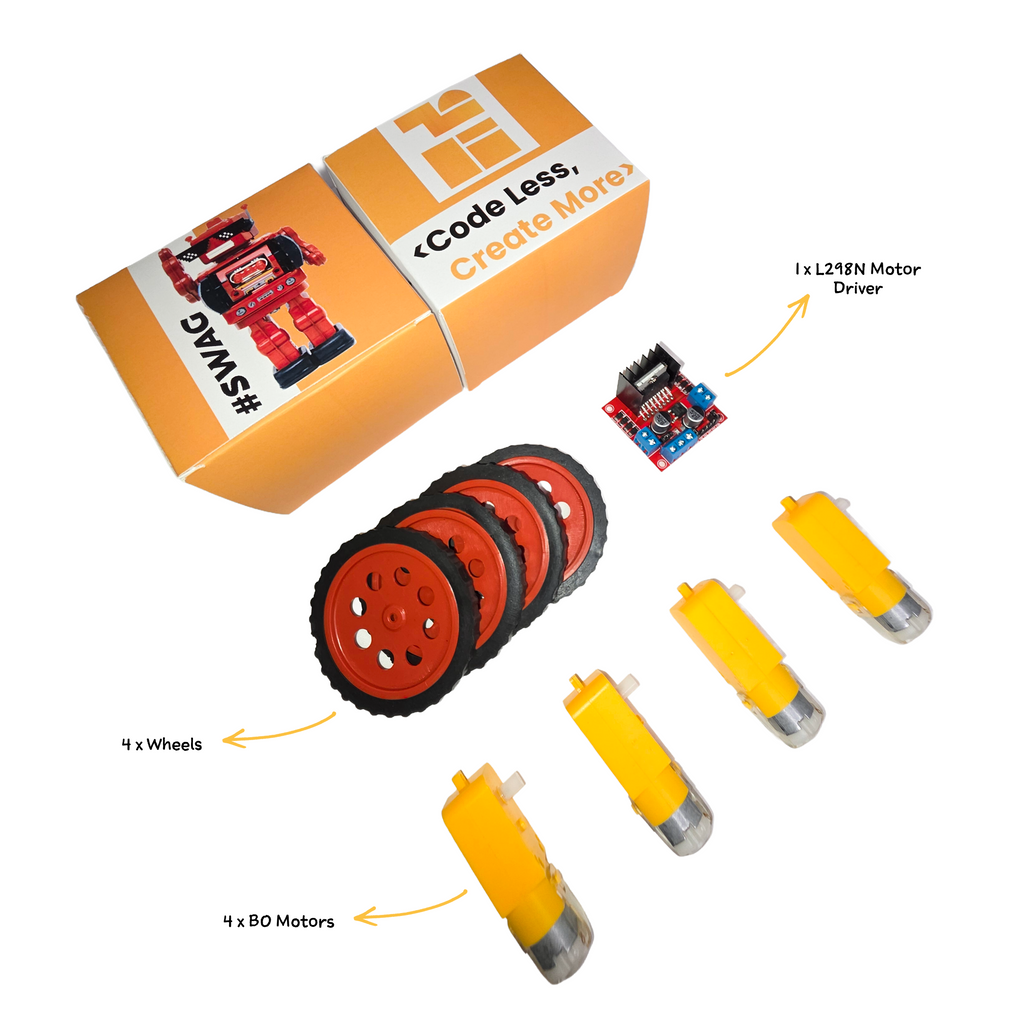 4 Motor, Wheels & Motor Driver - DoNoCode
