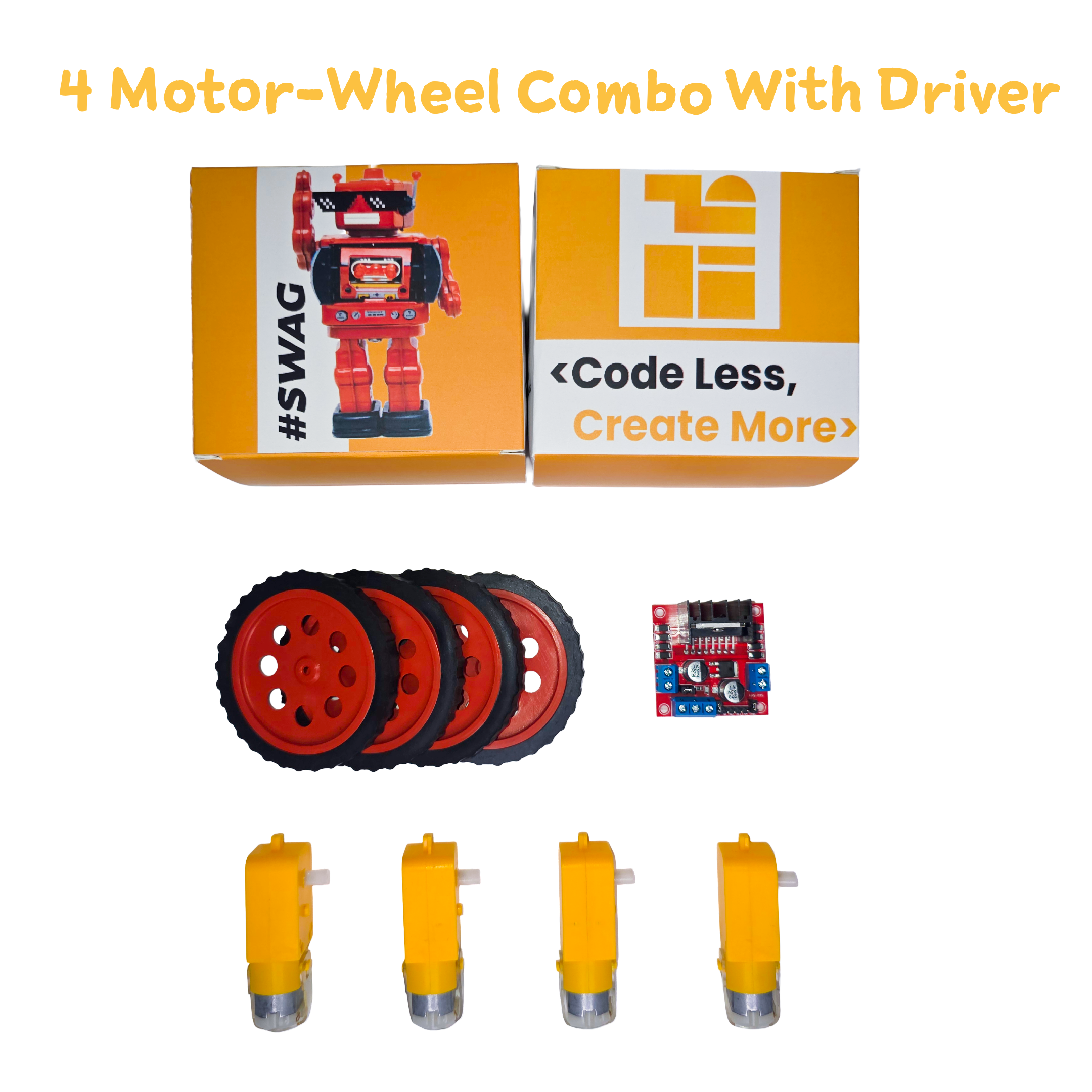 4 Motor, Wheels & Motor Driver - DoNoCode
